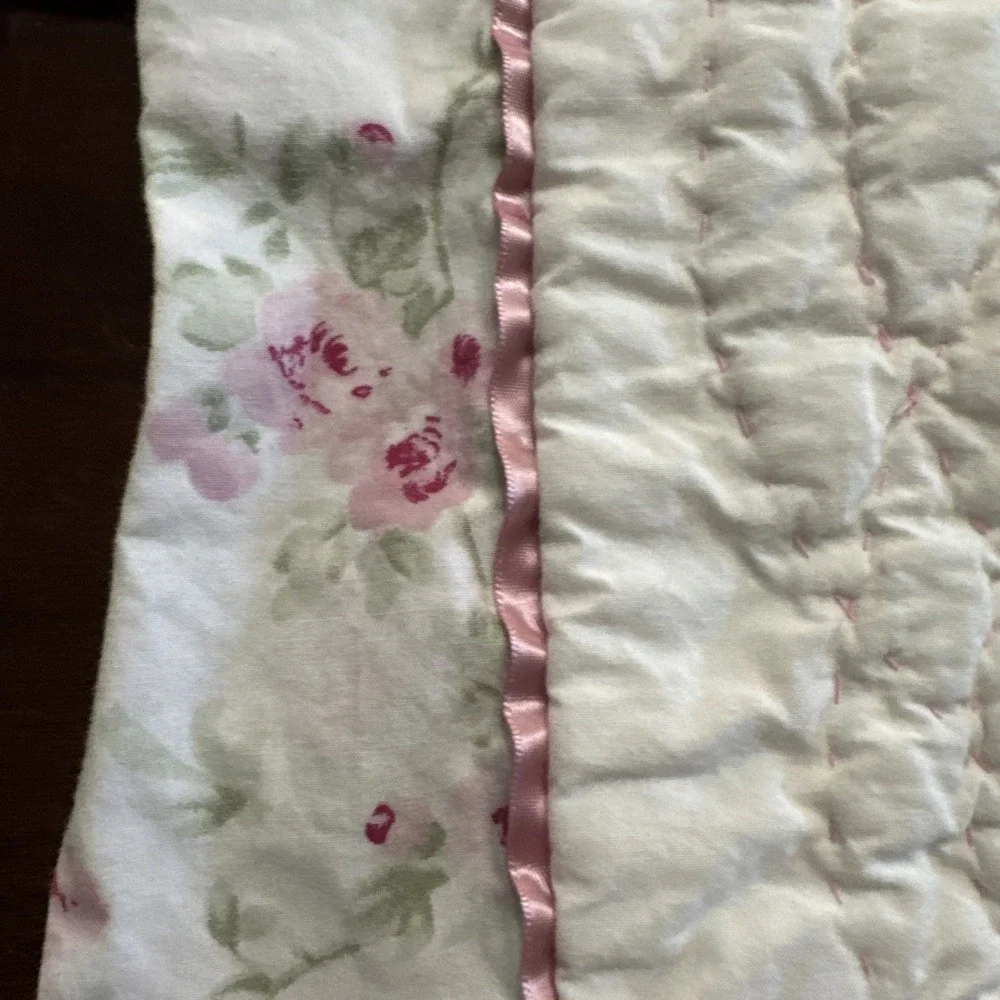 Simply Shabby Chic Pillow Sham Set Pair STANDARD Cherry Blossom Quilt White Pink
